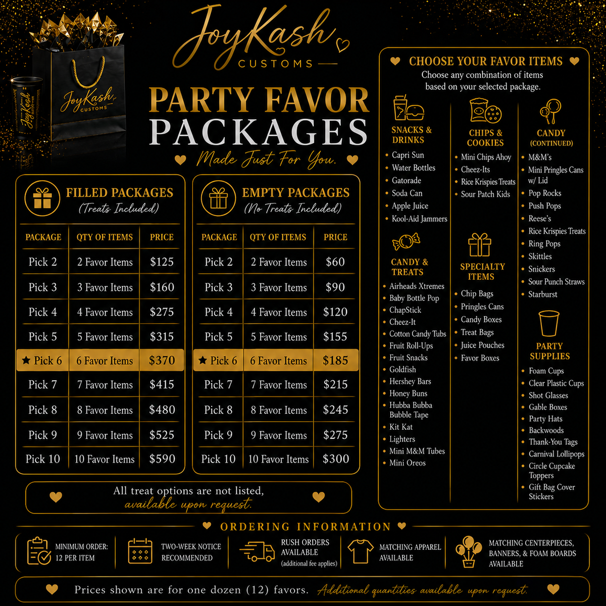 Build your Own Package- $75 Deposit **Please read description**