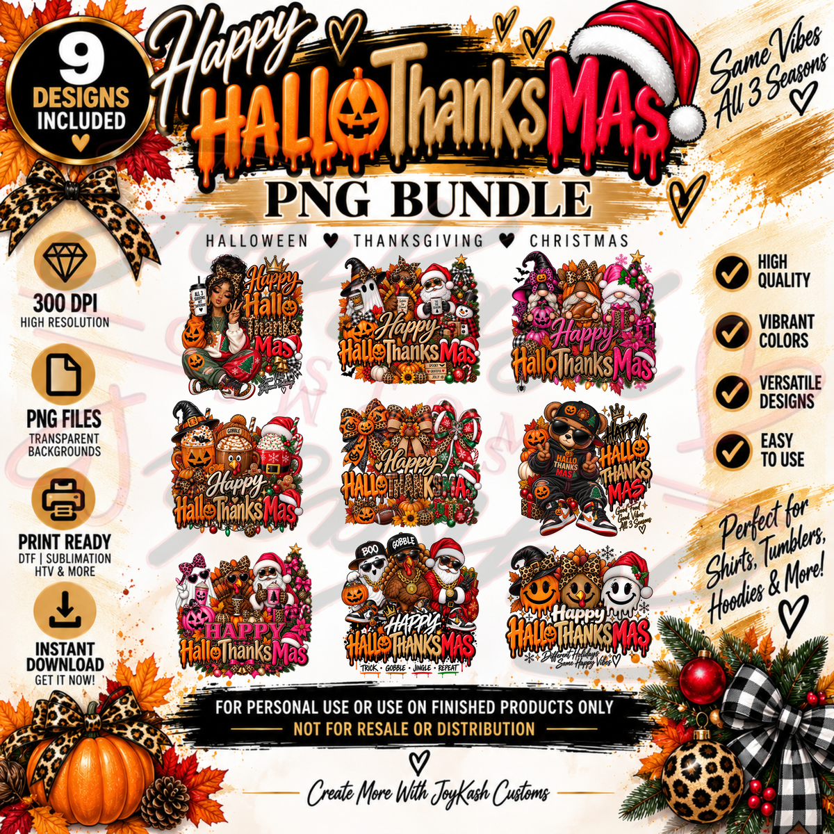 Happy HalloThanksMas PNG Bundle