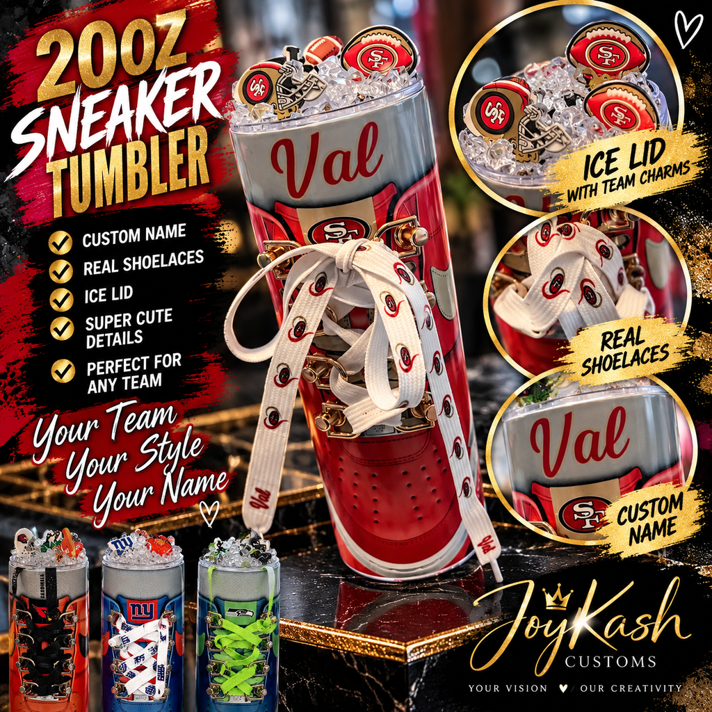 20oz Custom Sneaker Tumbler with ice lid and Real Shoelaces