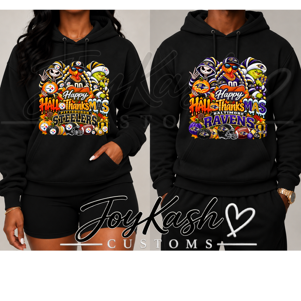 Happy HalloThanksMas NFL Edition Sweatshirts
