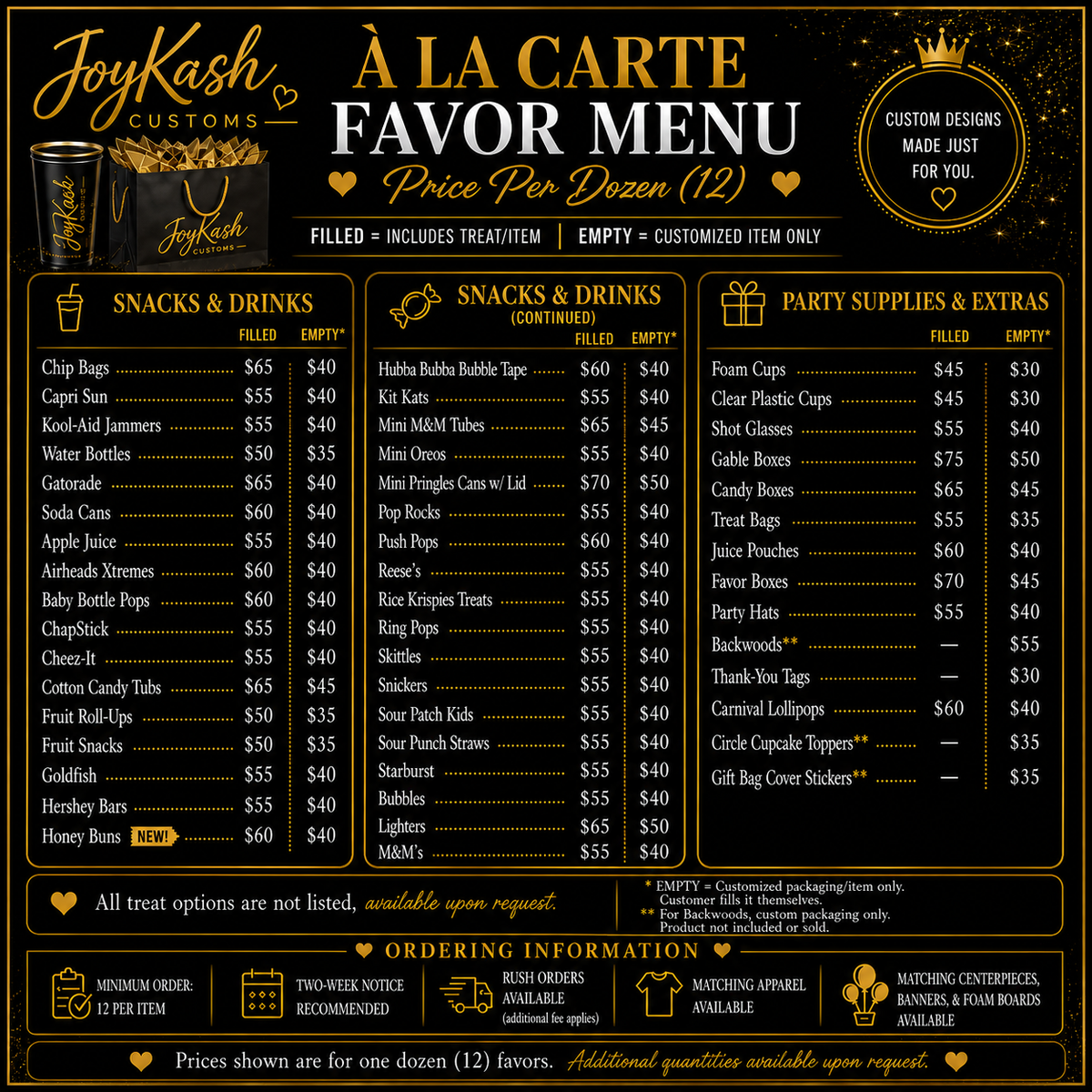 A La Carte Party Favor Items