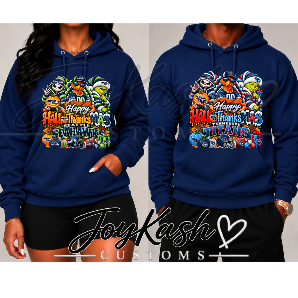 Happy HalloThanksMas NFL Edition Sweatshirts